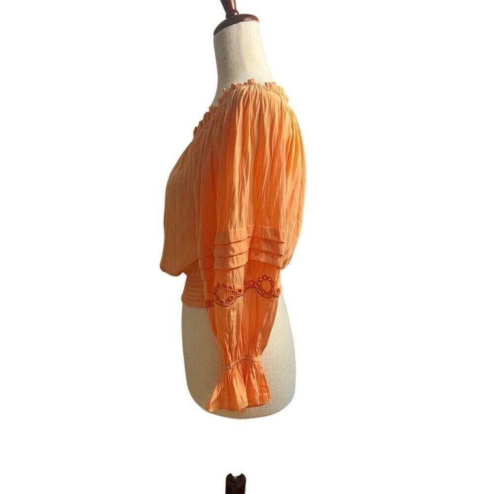 NWT Ramy Brook‎ Clara Top in Peach Sz Small  Blouse $395 - Picture 9 of 10